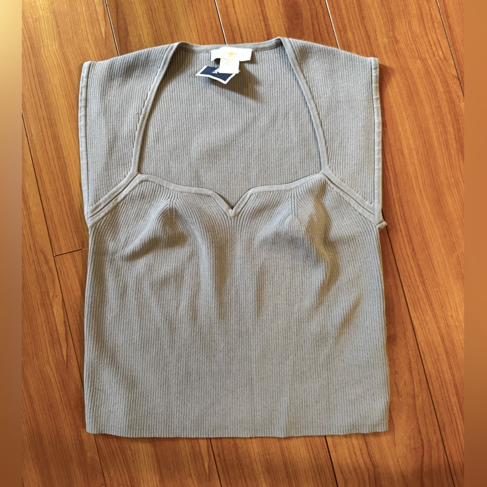 House of Harlow 1960 Grey Knit Ribbed Corset Top